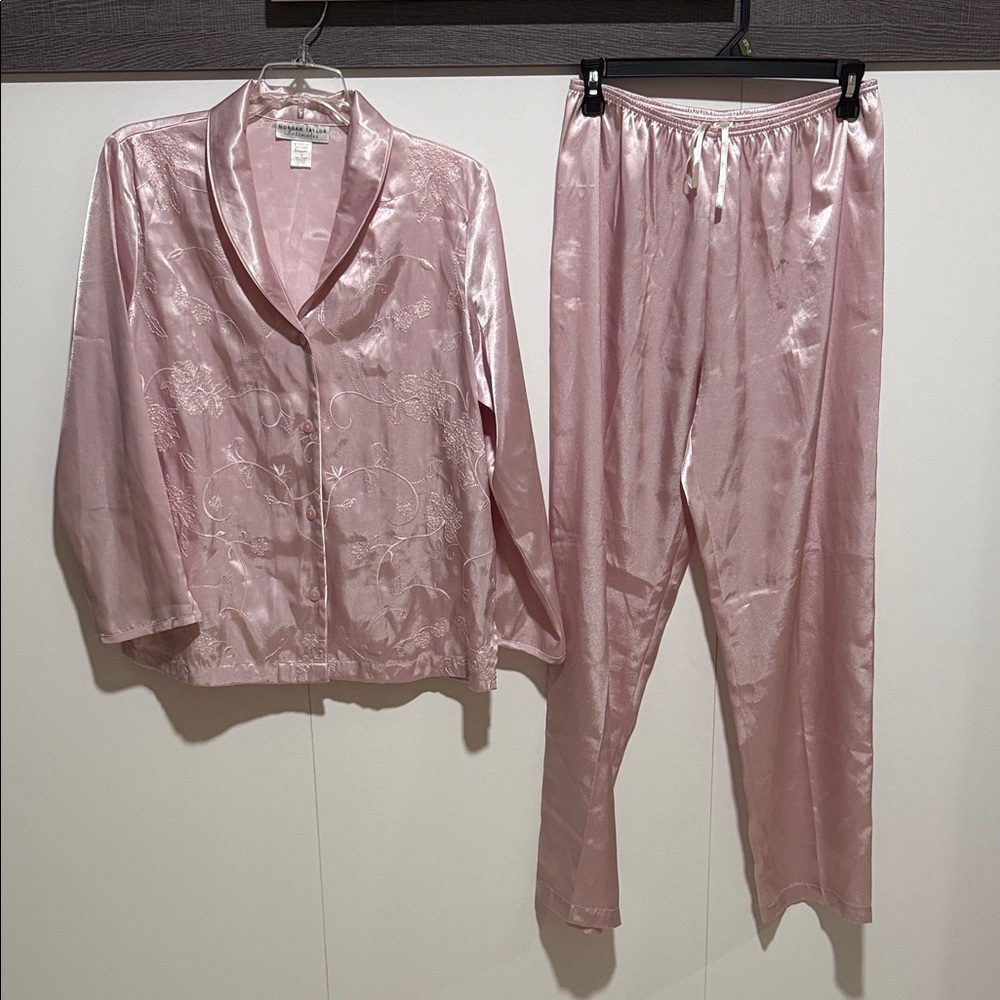 Morgan Taylor Pink Satin Pajama Set